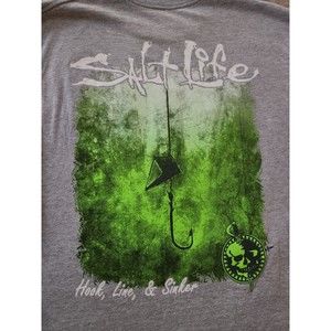 Salt Life Shirt Mens Medium Gray short Sleeve Fishing Graphic TShirt